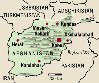 Afganistan med omgivande länder